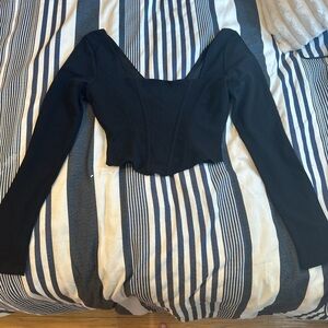 Lulu's Black Long Sleeve Bodysuit